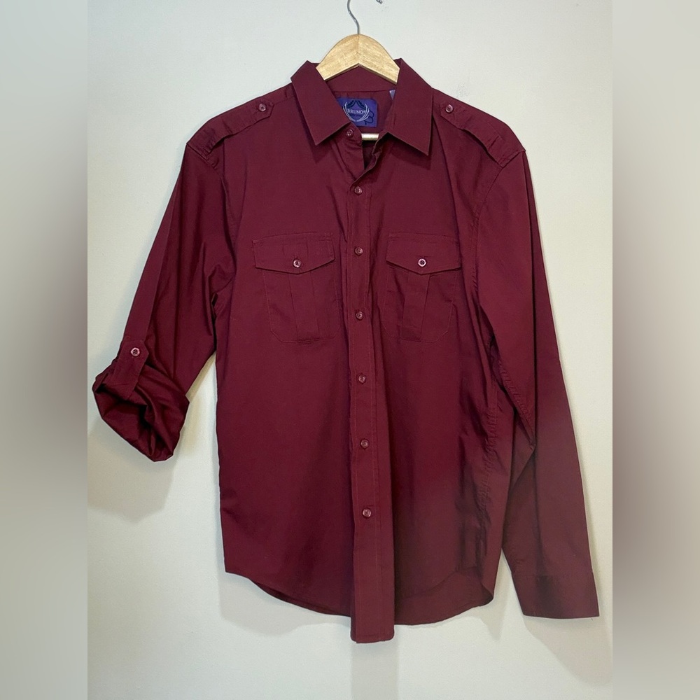 Bruno New York L Burgundy Button-Up Shirt